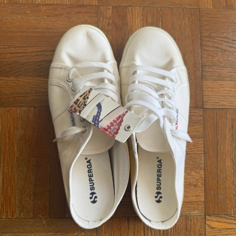 Superga White Canvas Mule Style Sneakers W8.5/EU39